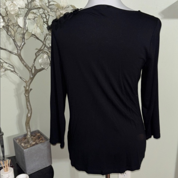 Anne Klein Black Blouse with Leaf Detail - Picture 3 of 3
